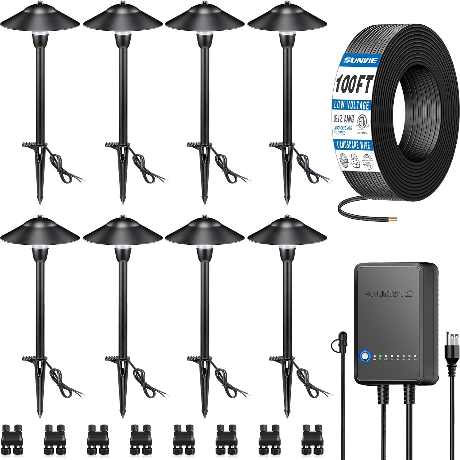 SUNVIE All-in-One LED Pathway Lighting Kit for Outdoor Use