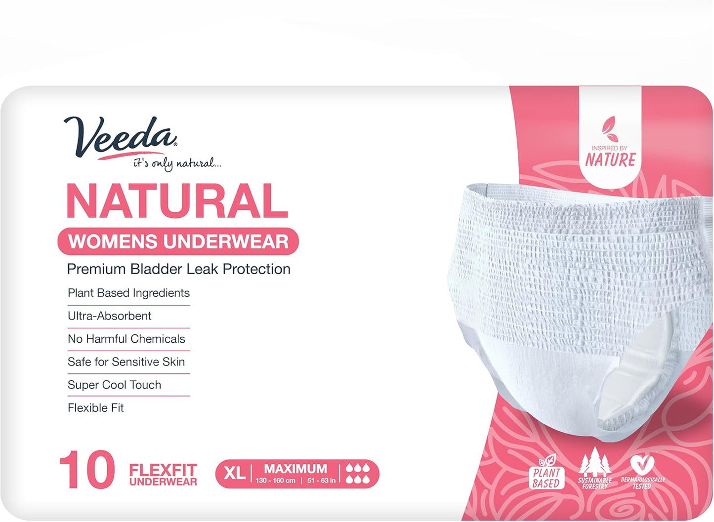 Veeda Women's Disposable Incontinence Underwear - Maximum Absorbency XL - 10 Pack