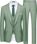 WULFUL Mens Slim Fit Suit One Button 3-Piece - Modern Slim Look