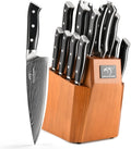 Kitchen Knife Set 18-Piece Damascus Knife Set with Block - Complete