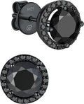 Black Moissanite Stud Earrings - D Color VVS1 2 Carat Pair