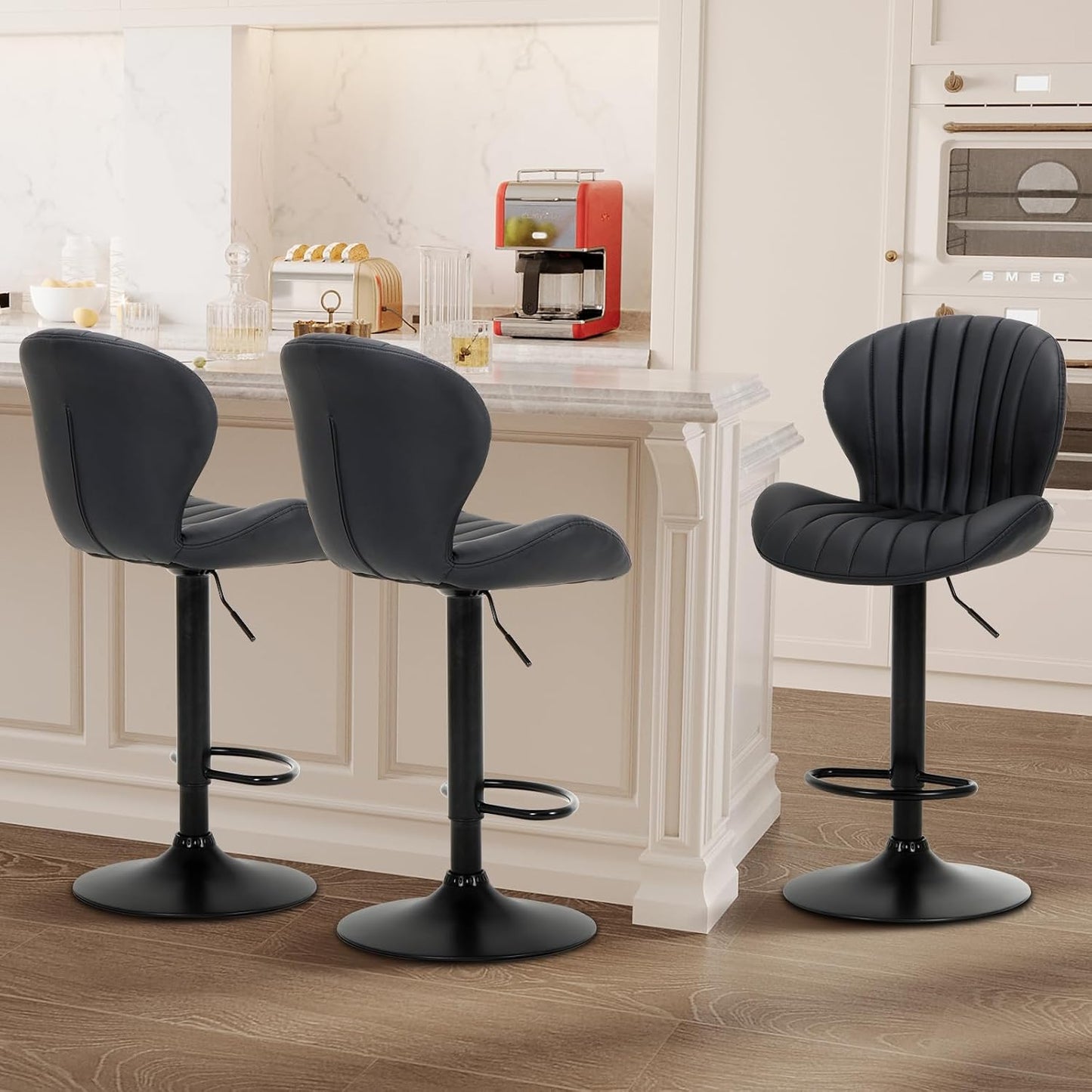 Modern Swivel Bar Stools Set of 3 for Kitchen and Dining