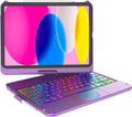 Purple Touchpad Keyboard Case for iPad 11th/10th Gen - 7 Color Backlit