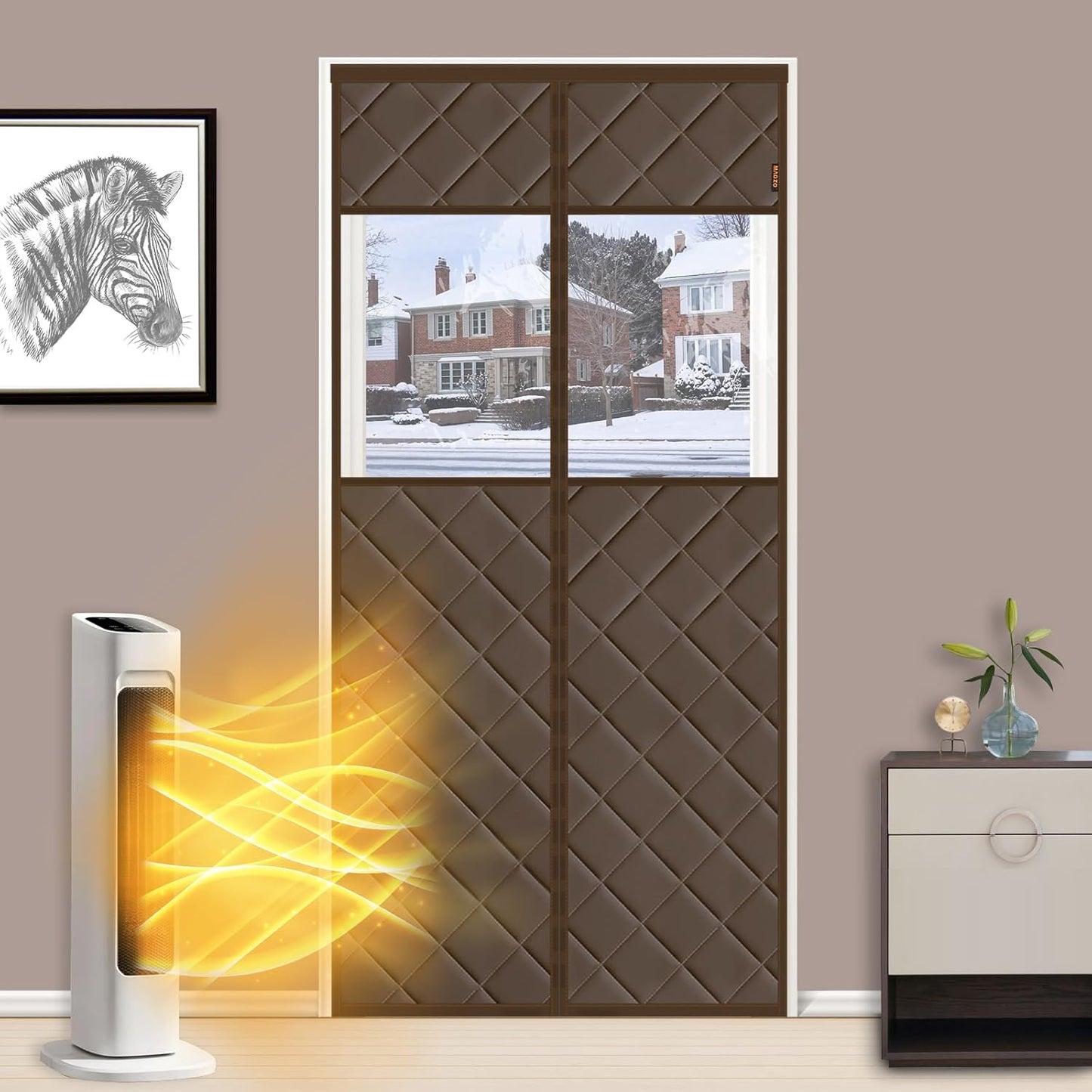 MAGZO Thermal Insulated Door Curtain with Strong Magnets for Winter