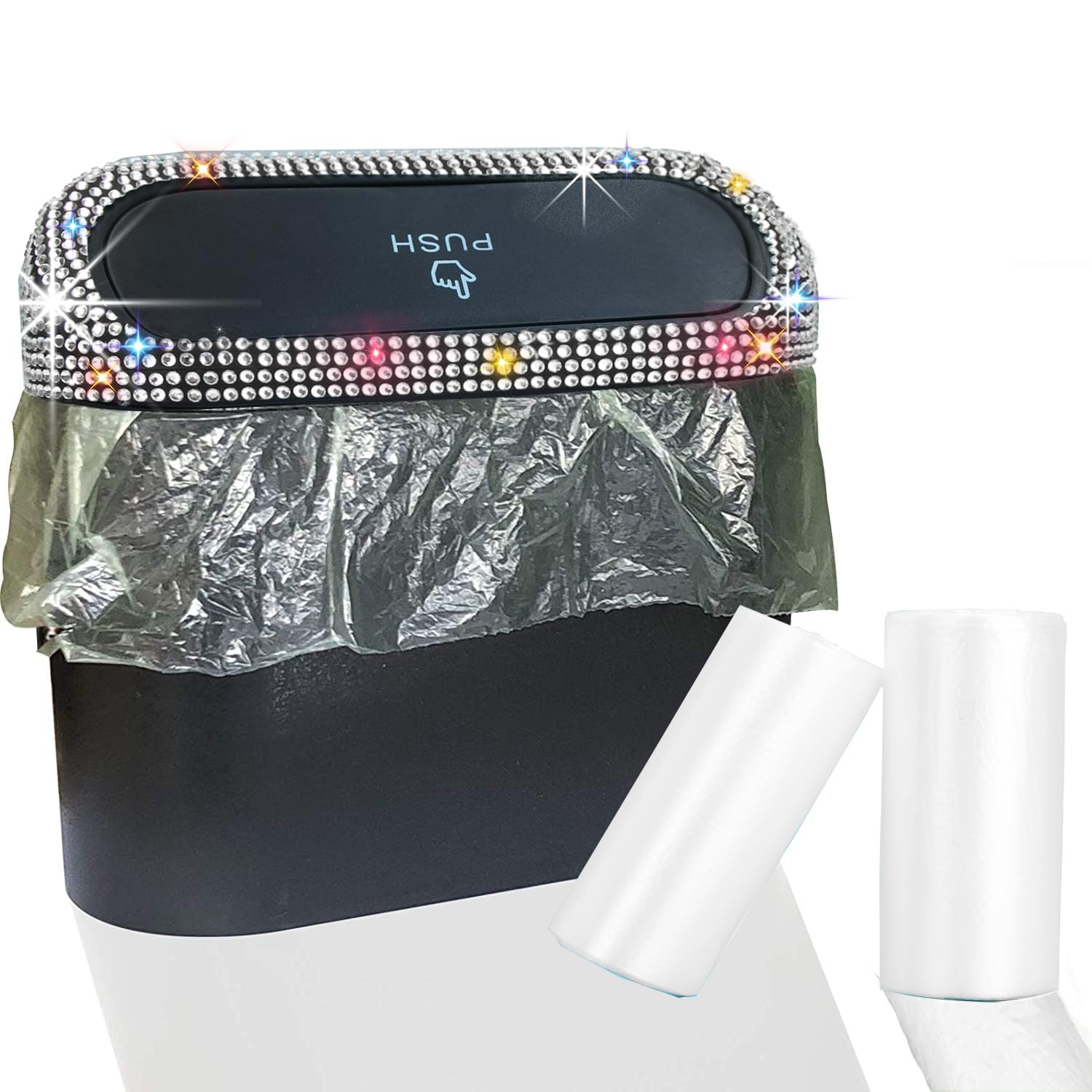LIFUTOPIA 1.4L Silver Trash Can Set - Leakproof Lid, 60 Bags! 