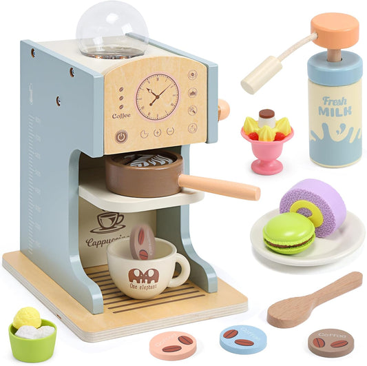 Toy Wooden Coffee Maker Set for Kids - Pretend Play Fun!