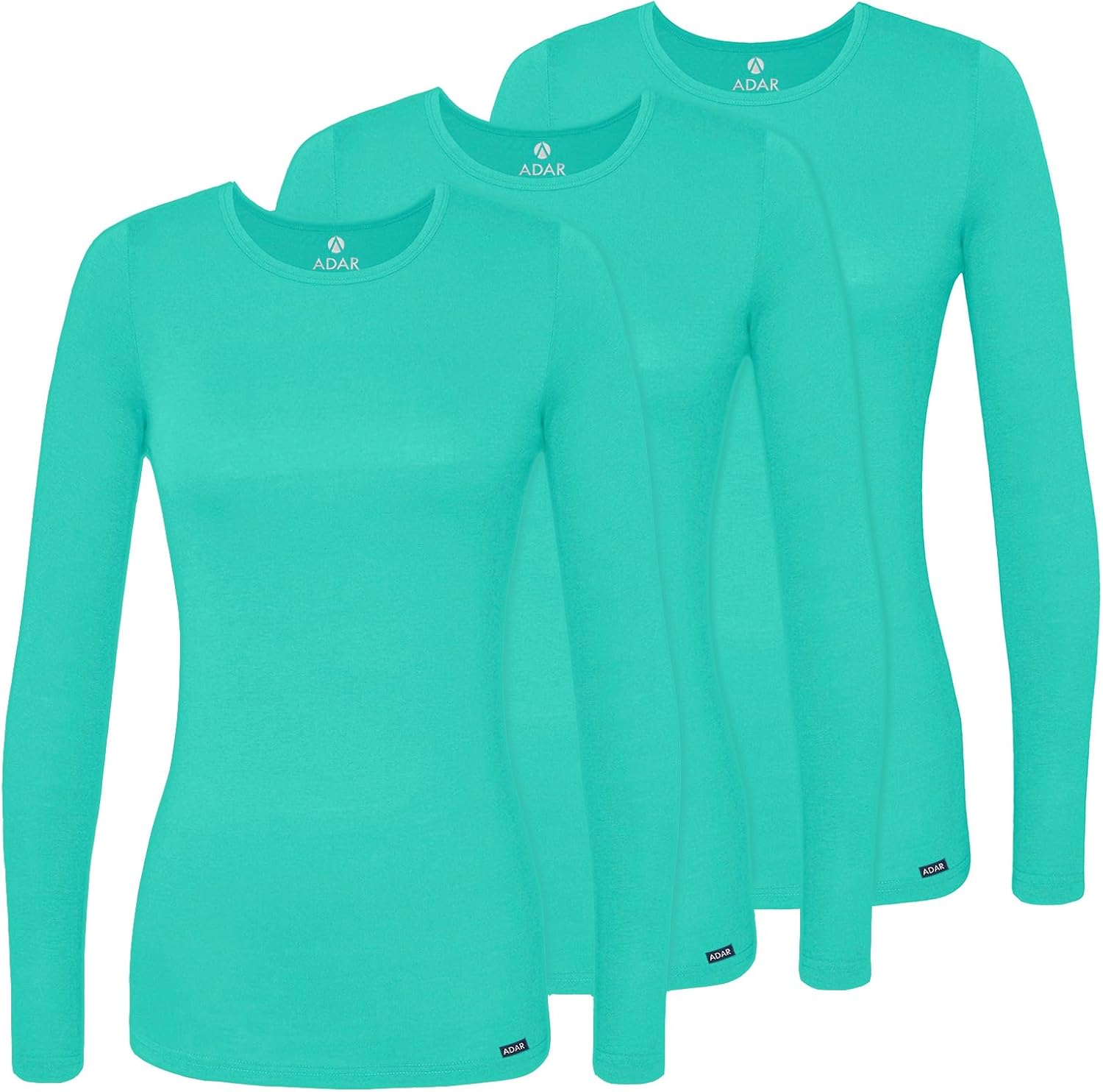 Adar Underscrubs for Women - Long Sleeve Comfort Tee 3 Pack