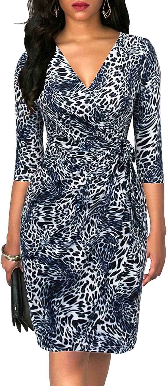 Berydress Women's Classic 3/4 Sleeve V Neck Sheath Dress Review