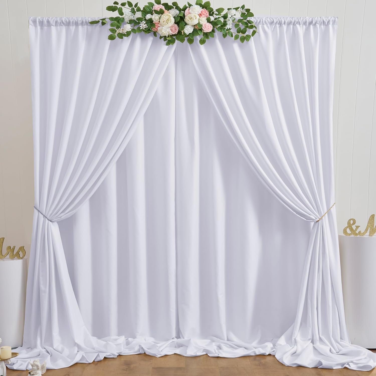 20ft x 10ft White Backdrop Curtain Panels for Stunning Events