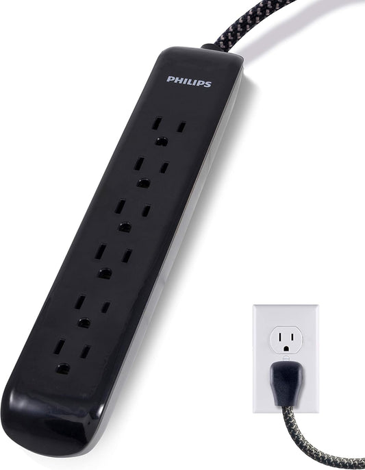 Philips Designer Braided Surge Protector - Stylish Power for Office/Home