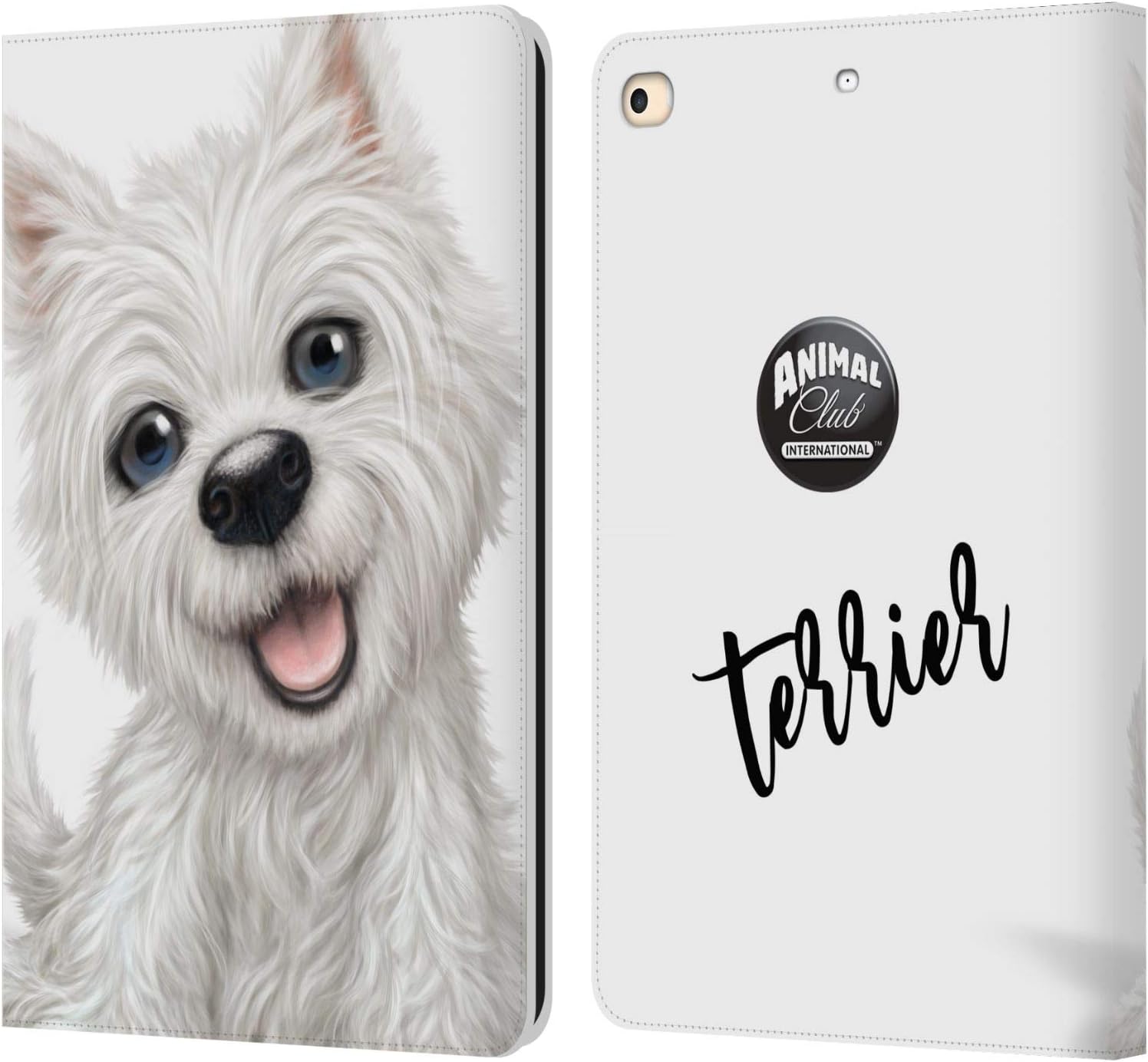 Animal Club International Terrier Faces Leather Wallet Case for iPad