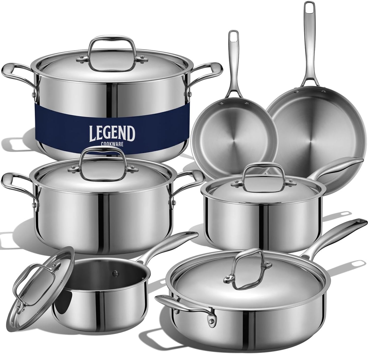 5-Ply Stainless Steel Cookware Set - Durable 12-Piece Pots & Pans