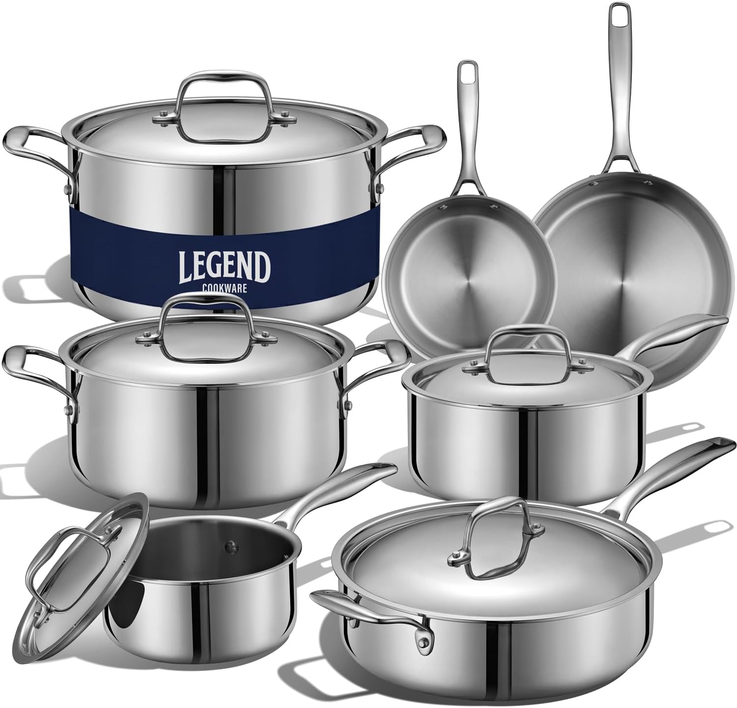 5-Ply Stainless Steel Cookware Set - Durable 12-Piece Pots & Pans