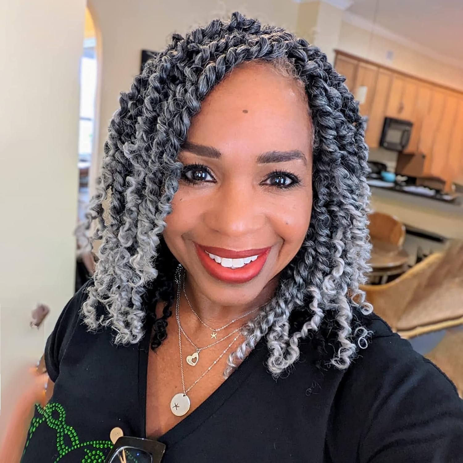 Tiana Passion Twist Hair - 10 Inch Ombre Gray Crochet Braids