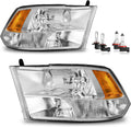 Headlights Assembly with Bulbs for 2009-2018 Dodge Ram 1500 - Chrome