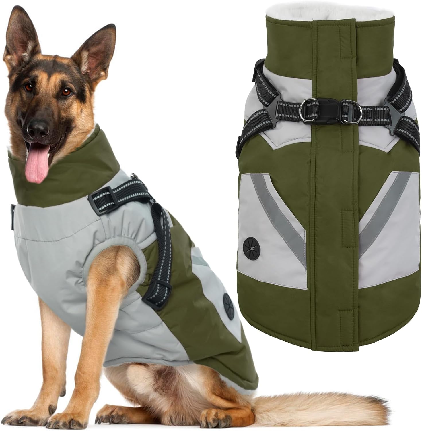 IECOii Dog Jacket Winter Harness for Large Dogs - Waterproof
