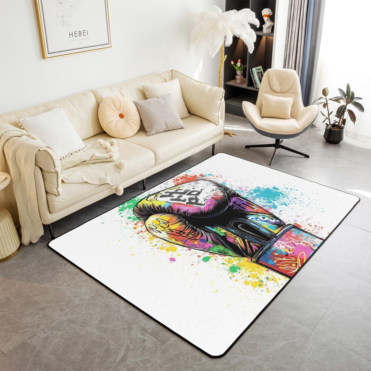 Sports Theme Kids Rug: Boxing Area Fun!