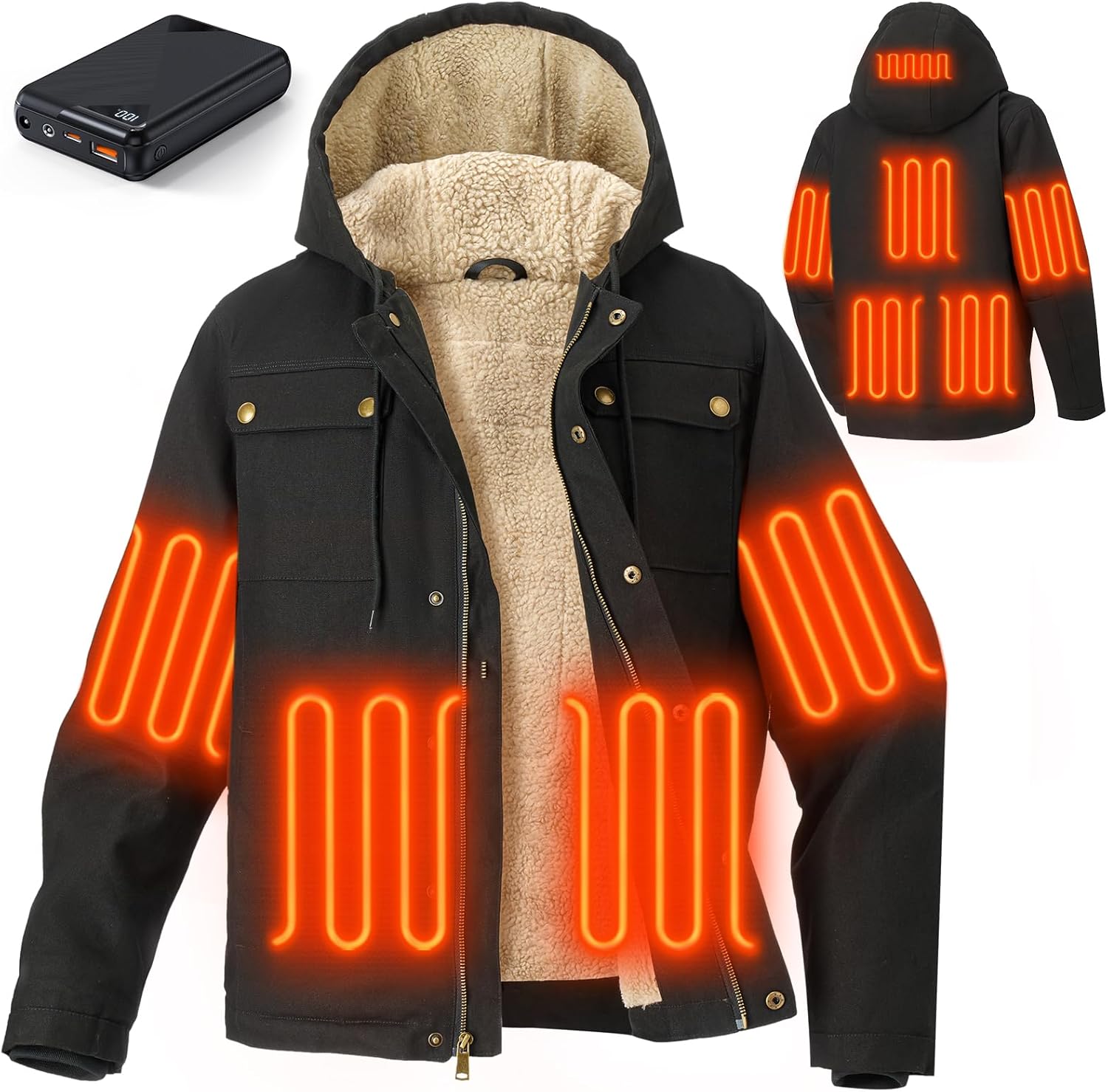 Glaais Heated Jackets for Men with 12V Battery Pack Included