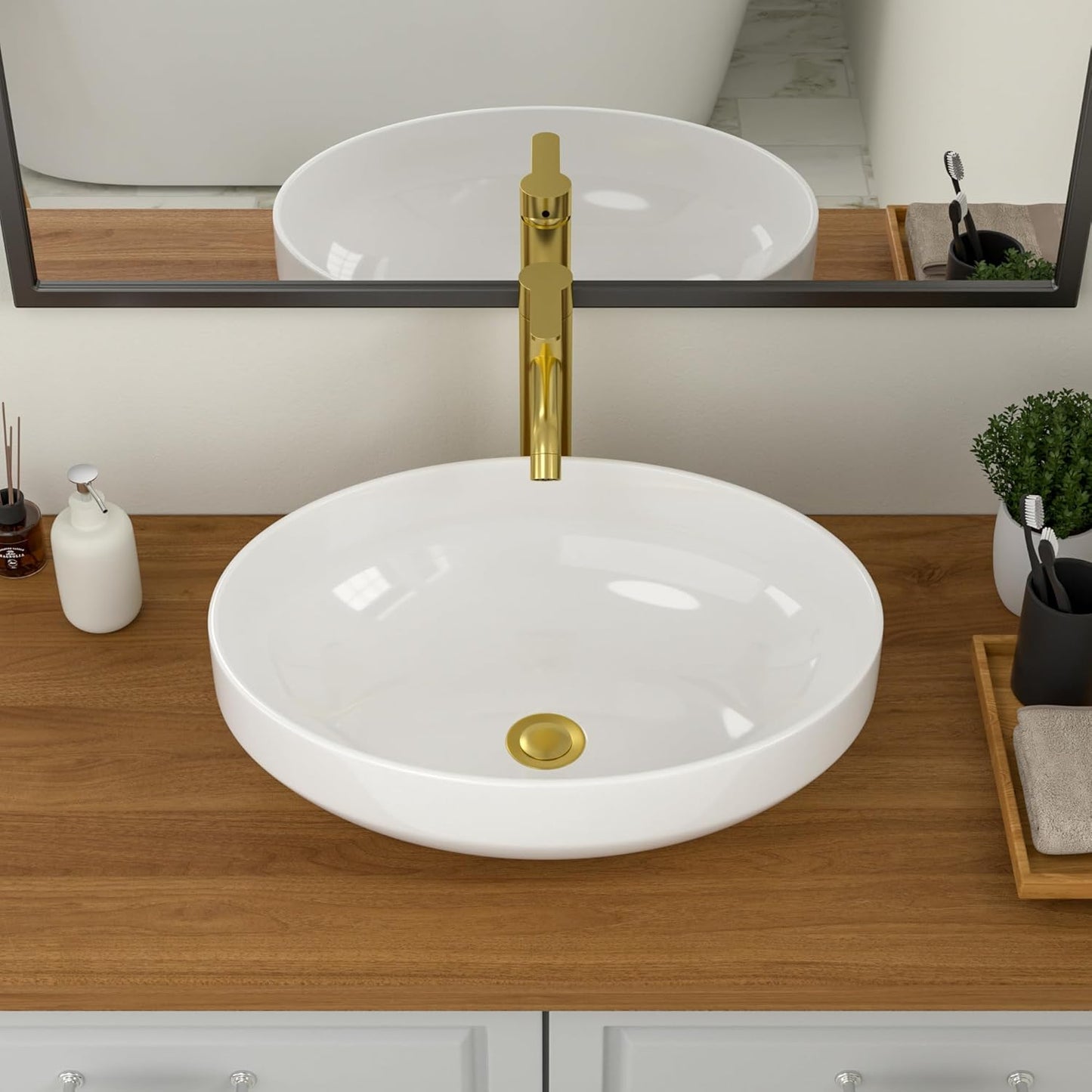 Logmey Oval Bathroom Sink - Modern White Vessel Sink Design