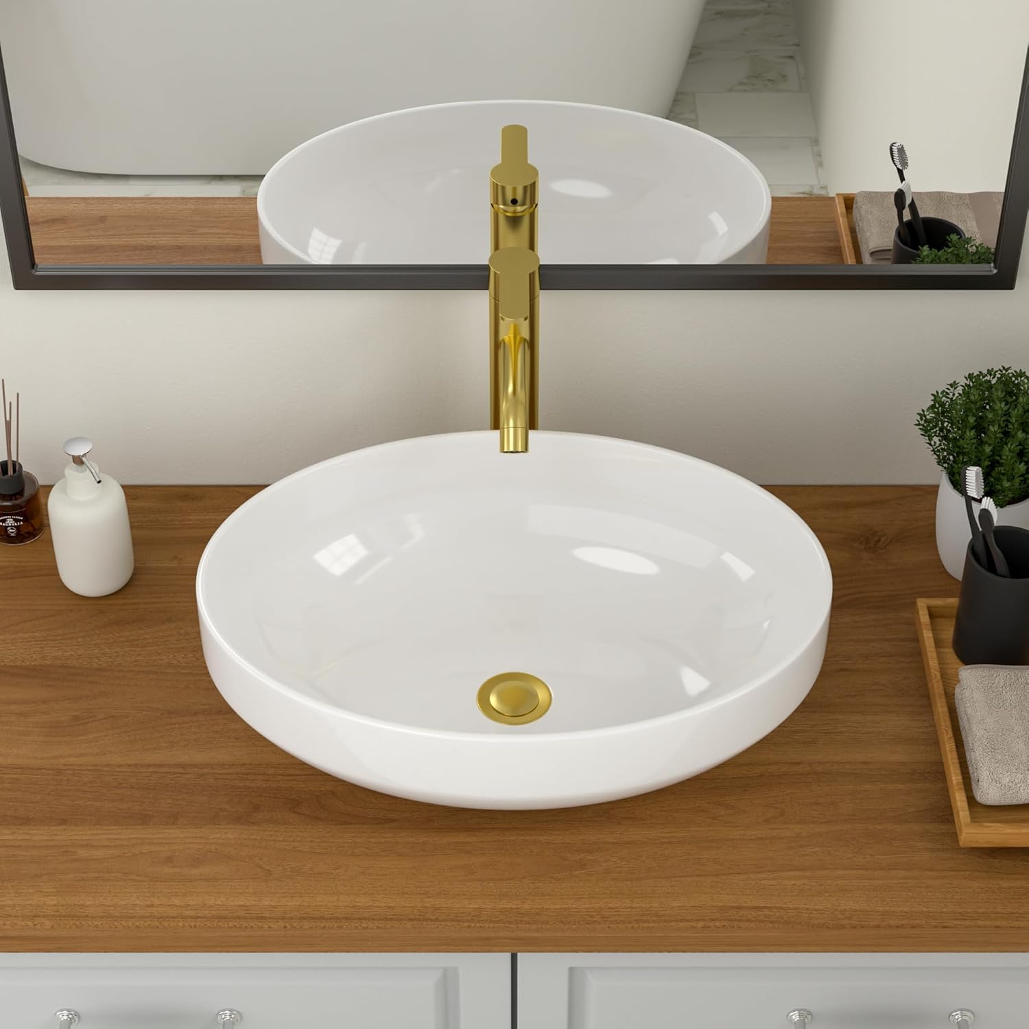 Logmey Oval Bathroom Sink - Modern White Vessel Sink Design