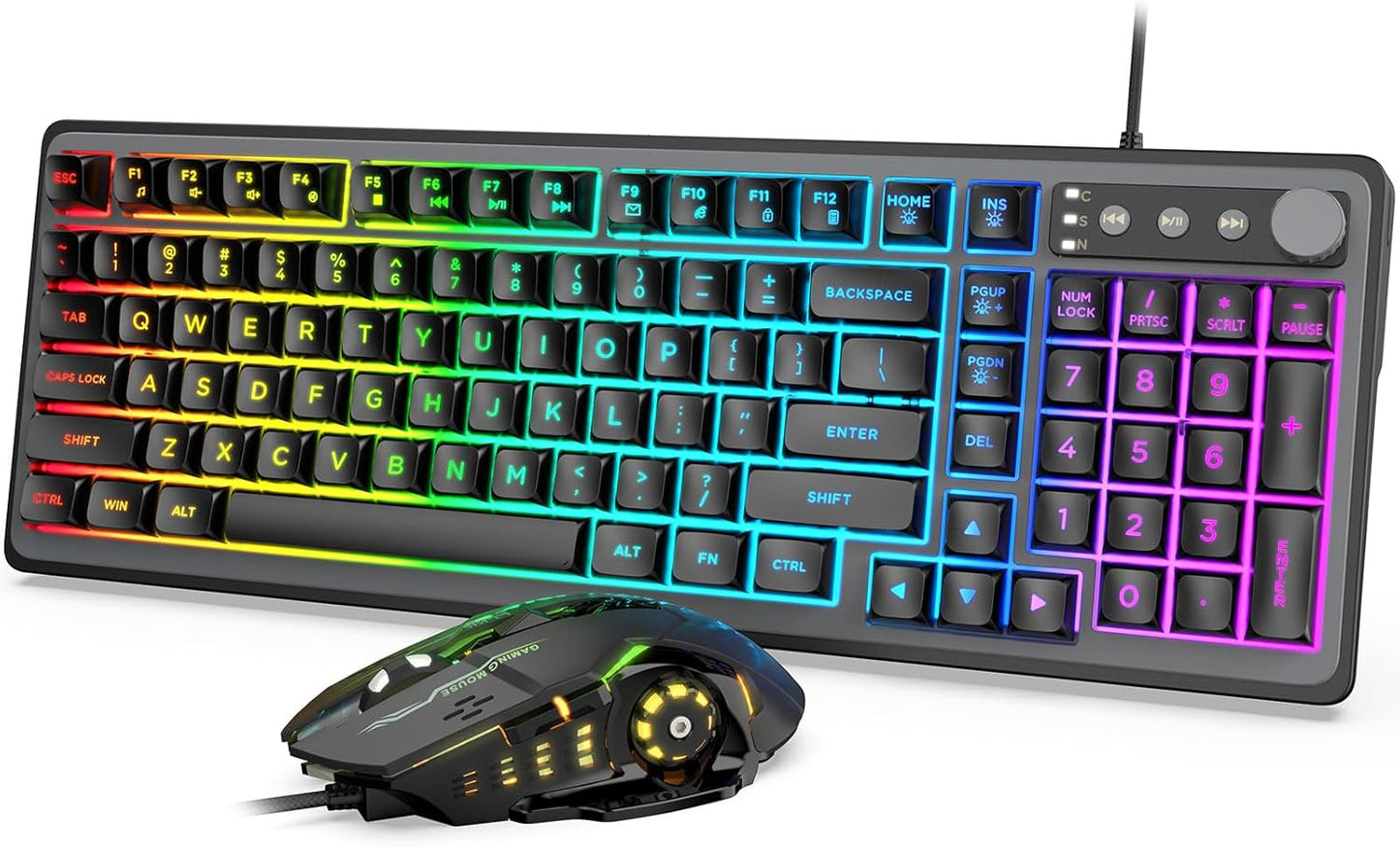 Ultimate Gaming Combo - RGB Illumination, Silent Keys, Anti-ghosting, Volume Control, Water Resistant - Trueque
