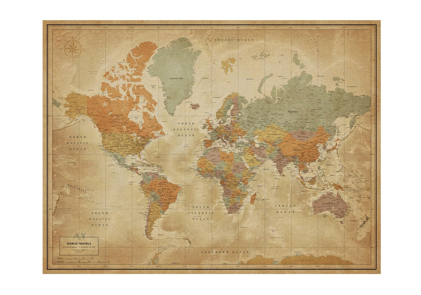 World Map Wall Poster for Travel Tracking and Home Decor