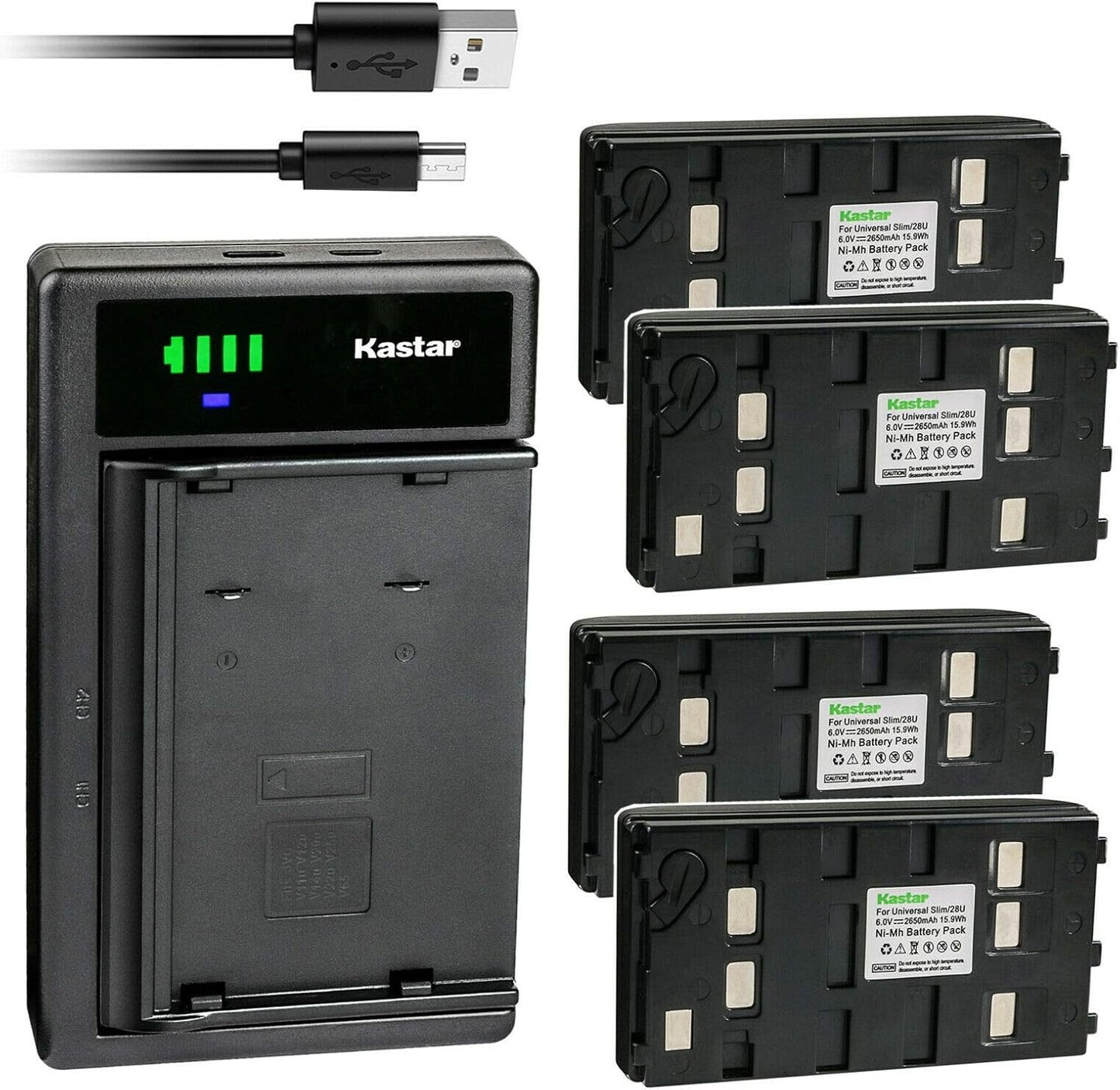 Kastar 4-Pack Battery and Smart USB Charger for JVC Camcorders