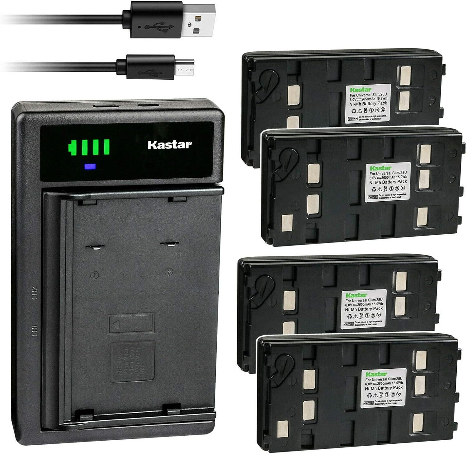 Kastar 4-Pack Battery and Smart USB Charger for JVC Camcorders