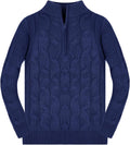 Boys 1/4 Zip Pullover Sweater Solid Cable Knit Top - Warm Knit Jumper