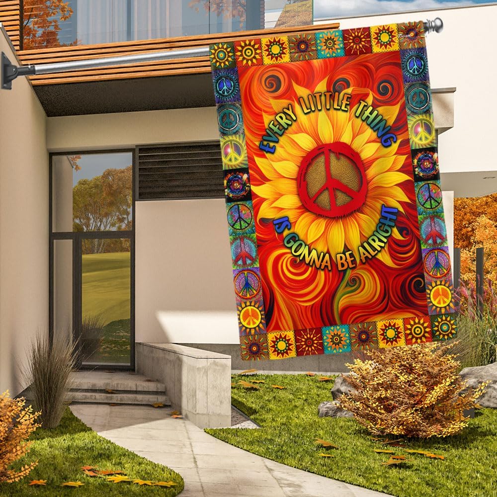 Hippie Every Little Thing Is Gonna Be Alright Sunflower Flag