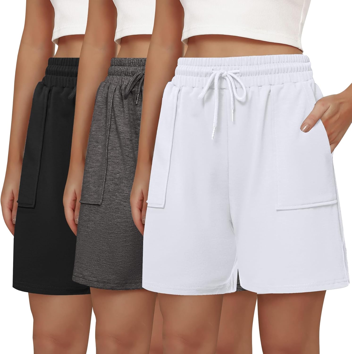 Cowasto Womens Cotton Sweat Shorts for Summer Casual Comfort