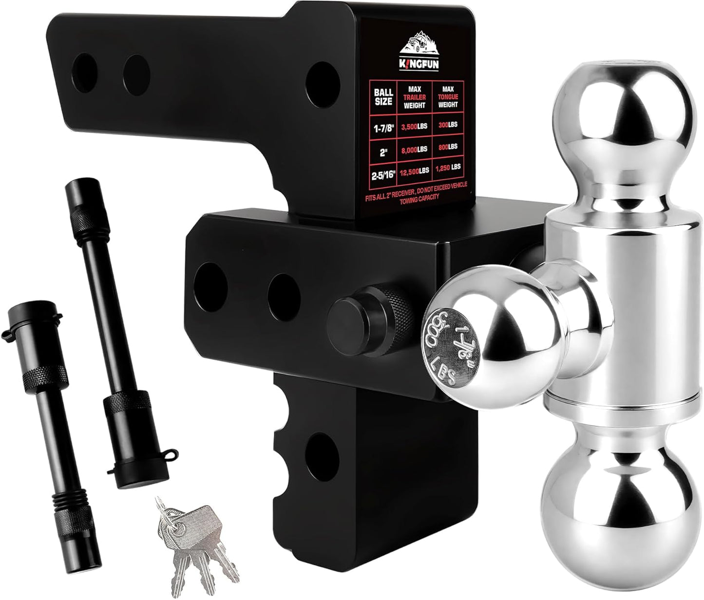 Adjustable Trailer Hitch for 2 Inch Receiver by Kingfun