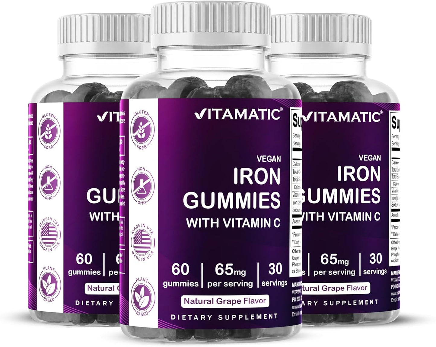 Vitamatic Iron 65 mg Gummies for Women & Men - Vegan & Tasty