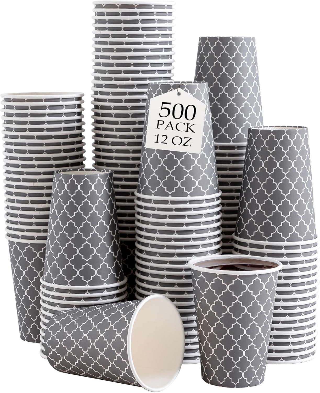 12 oz Disposable Coffee Cups for Hot and Cold Drinks - 500 Pack