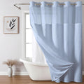 FrostBlue Boho No Hook Shower Curtain and Liner Set - Tufted Chevron