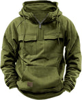 Mens Tactical Hoodies Sweatshirt Quarter Zip Cargo Pullover