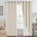100% Blackout Curtains for Bedroom Linen Textured 52x108 in - Bleached