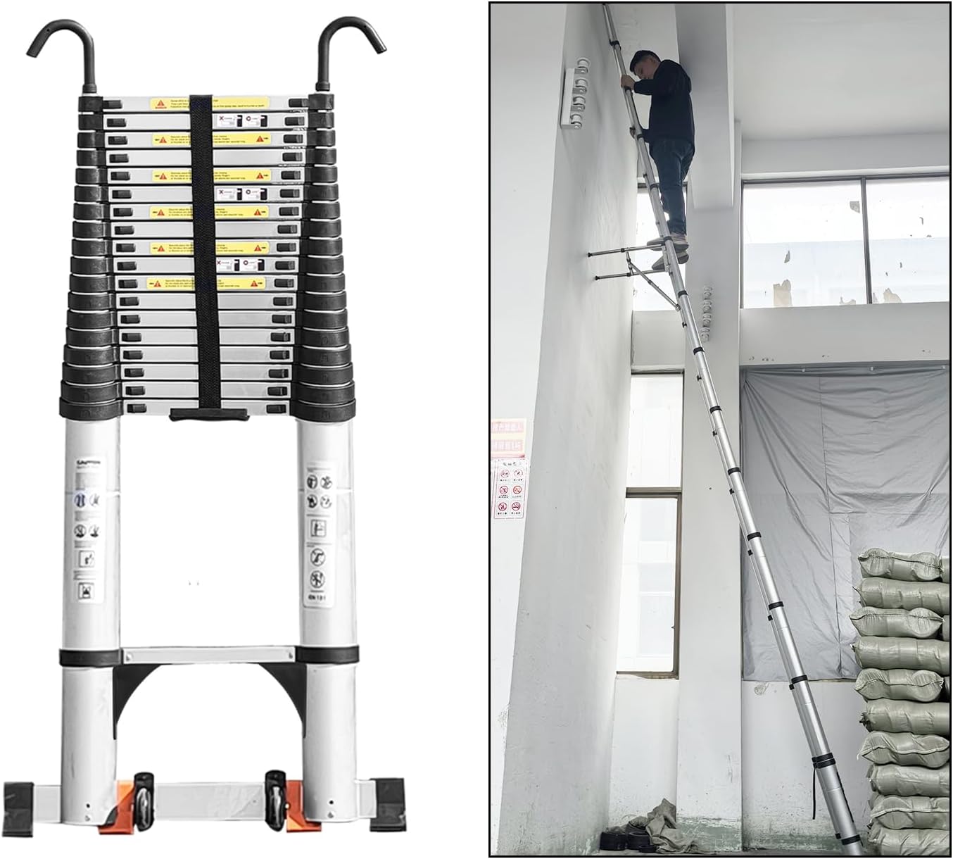 JADDUO Telescoping Ladder 21.3 FT Lightweight Aluminum Design