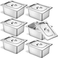 TSUBOR 6 Set Stainless Steel Hotel Pans 1/2 Size 6in Deep