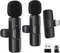 Wireless Lavalier Microphone for iPhone Android Computer - Dual Mics