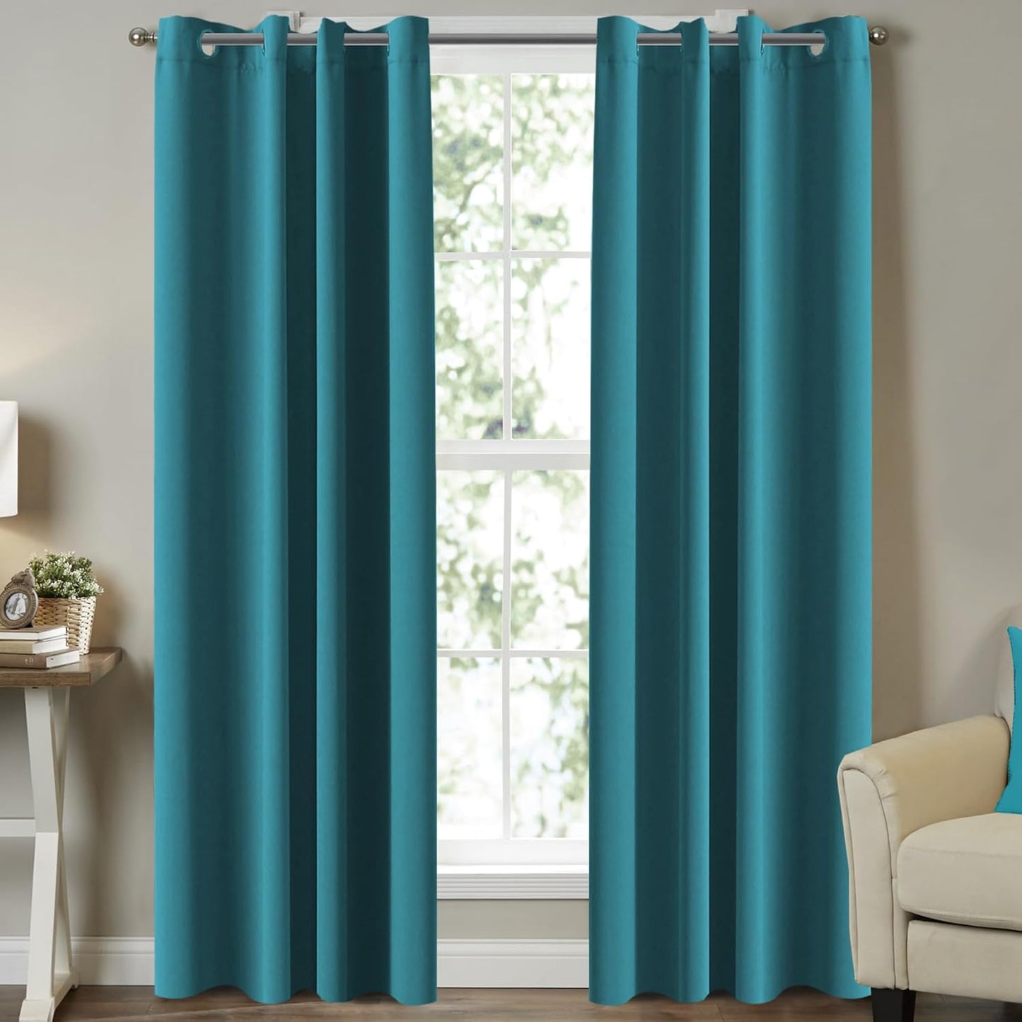 Turquoize Teal Blackout Curtains for Bedroom Window Treatment