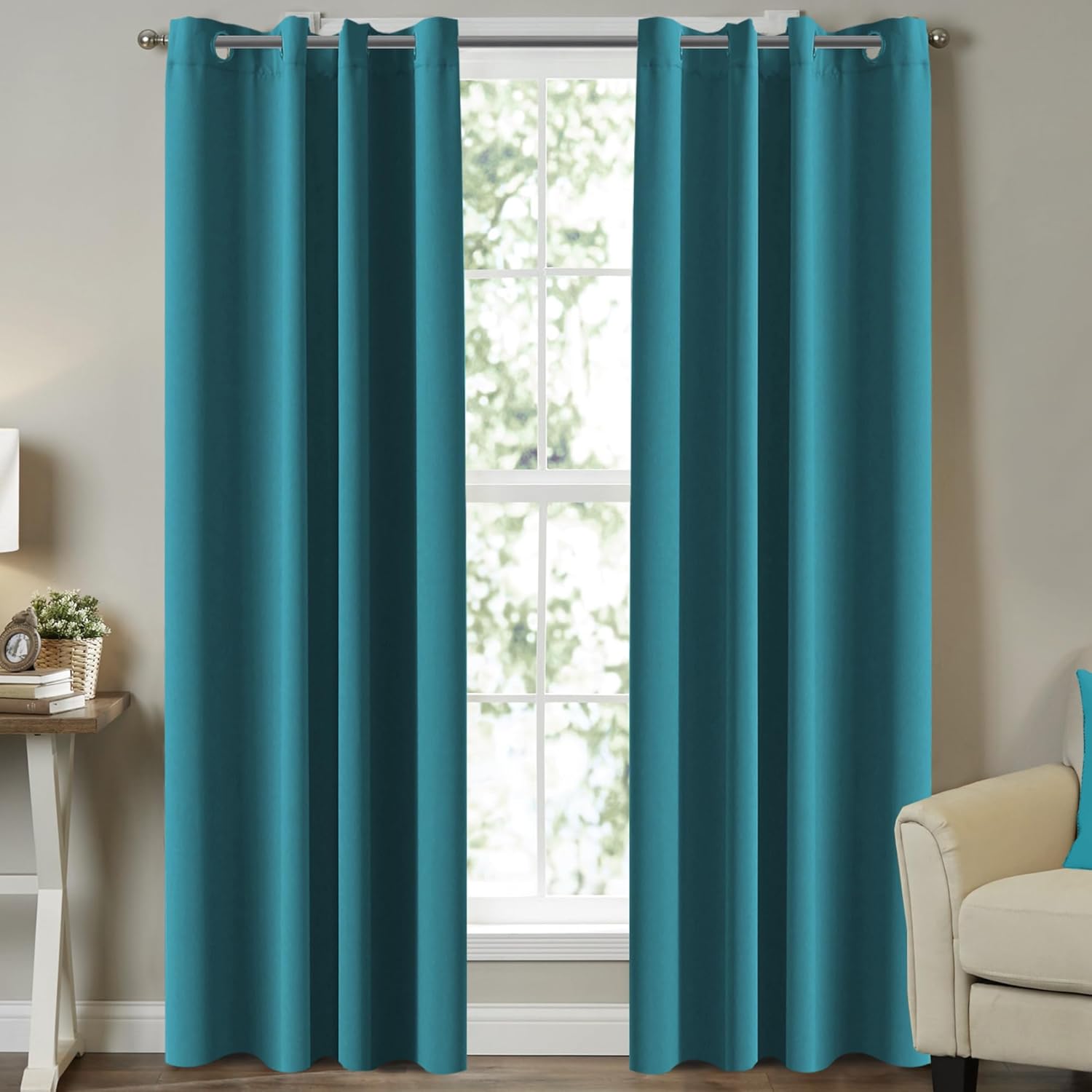 Turquoize Teal Blackout Curtains for Bedroom Window Treatment