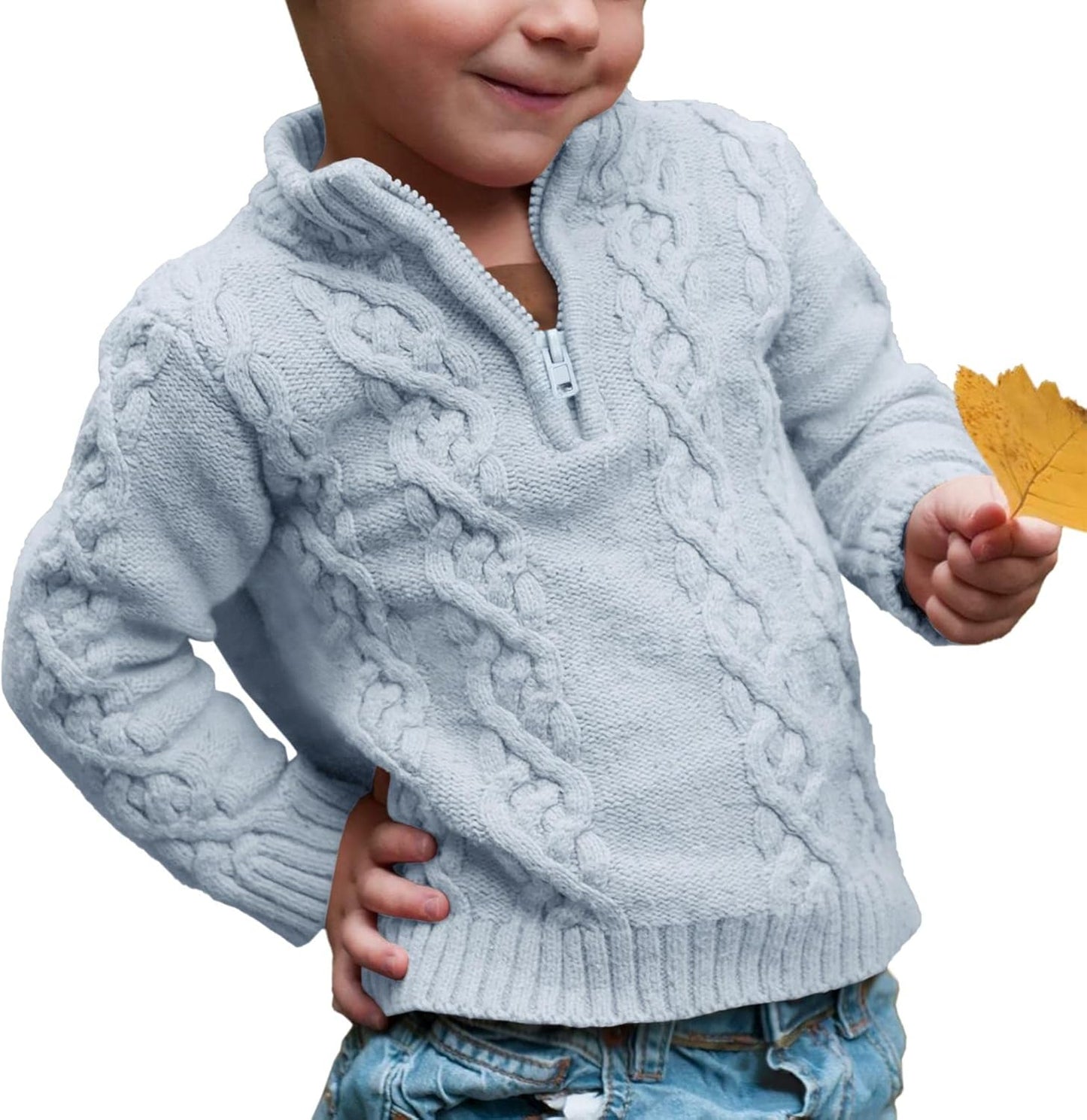 Toddler Boys Girls Cable Knit Pullover Sweater for Winter Wear
