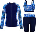 Womens Rash Guard 3-Piece Swim Set - Long Sleeve with Shorts