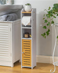 Toilet Paper Holder Stand Small Bathroom Storage Cabinet - Slim White