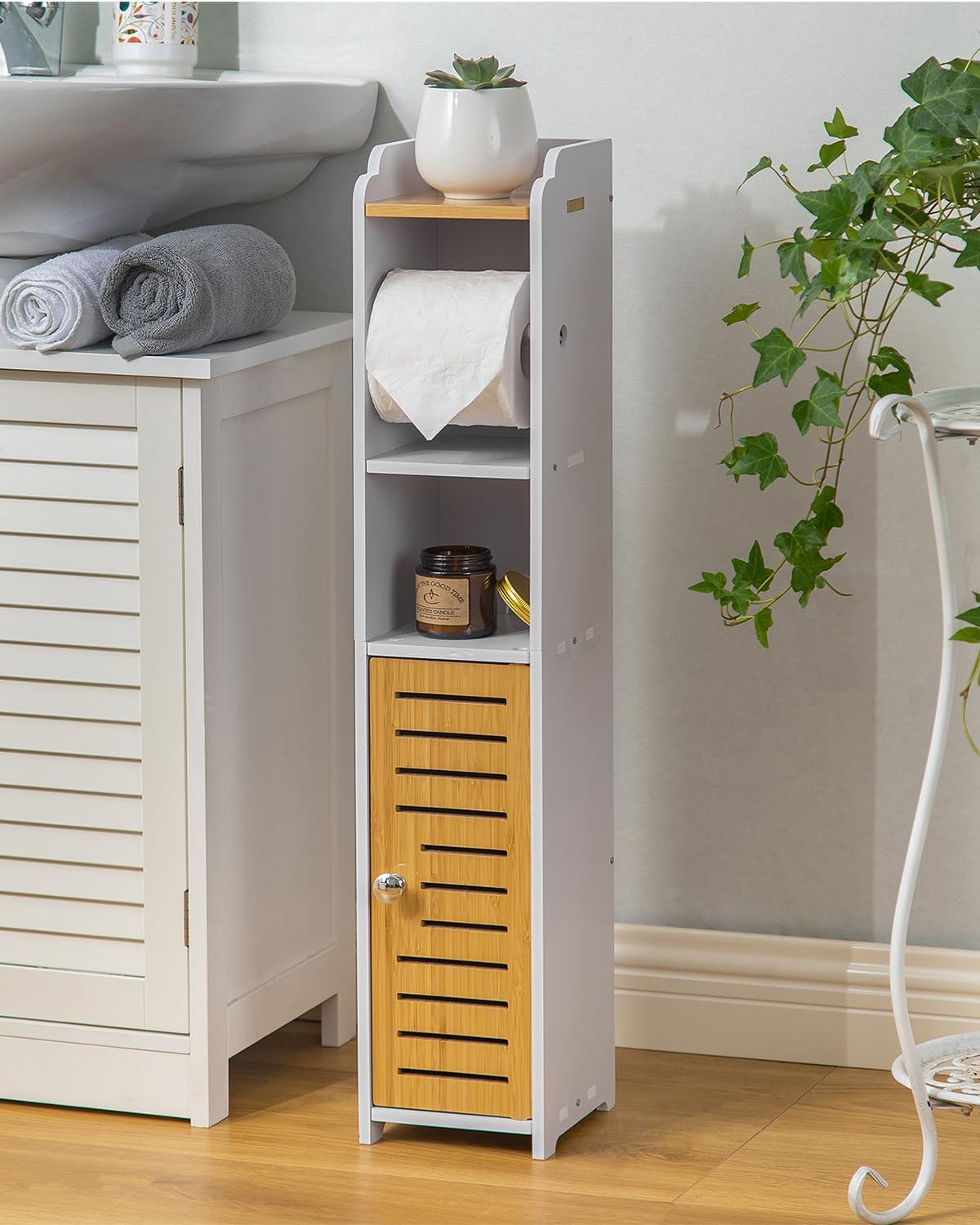 AOJEZOR Toilet Paper Holder Stand for Small Bathroom Storage
