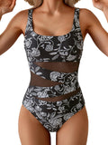 Womens Mesh One Piece Swimsuit - Tummy Control Push-Up Fit