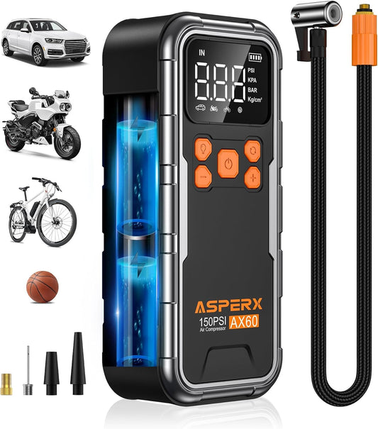 AsperX Tire Inflator: Fast 150PSI Air Pump