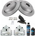 TRQ Rear Ceramic Brake Pad Coated Rotor & Caliper Kit - Complete Rear