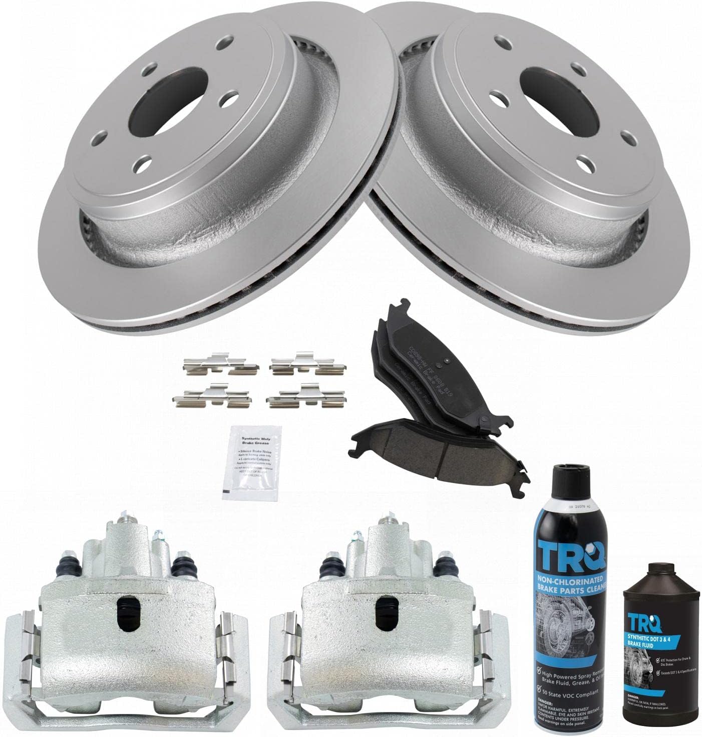 TRQ Rear Ceramic Brake Pad and Rotor Kit for Chrysler Vehicles